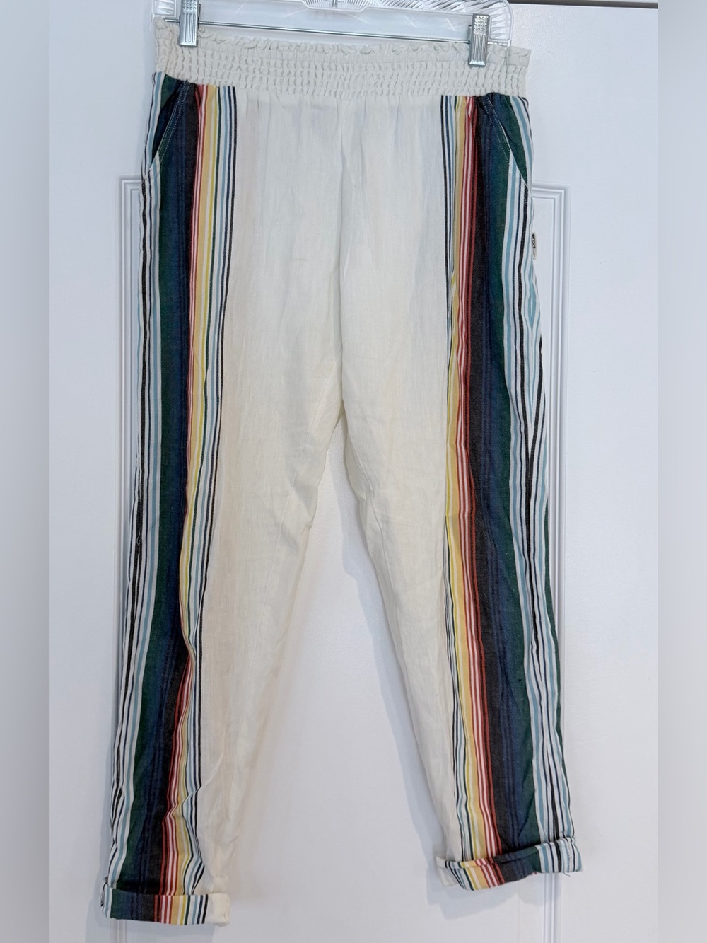 Women’s Rip Curl Cream Chinos with Multicolor Side Stripes